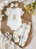 Bunny Print Bodysuit & Pants Set - Popular Design