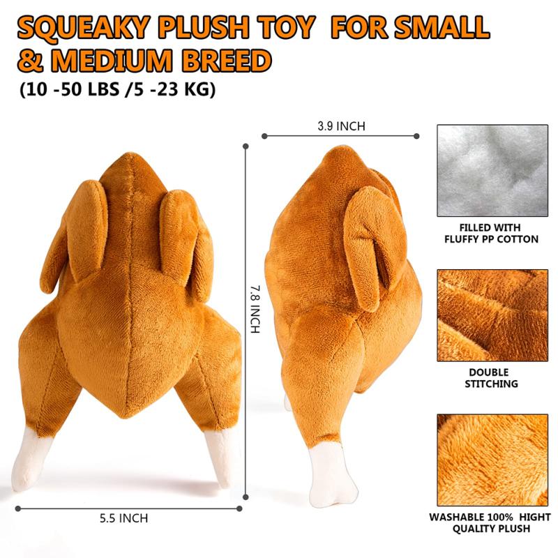 Pet Dog Roast Chicken Plush Squeaky Stuffed Toys Chew-resistant Chew Toy Teeth Cleaning Toy Pet