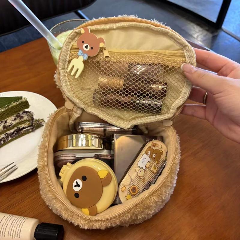 Cute Rilakkuma Storage Mini Makeup Bag Portable Toiletry Pouch Essential For Travel Practical Bathroom Home Goods Periphery Gift