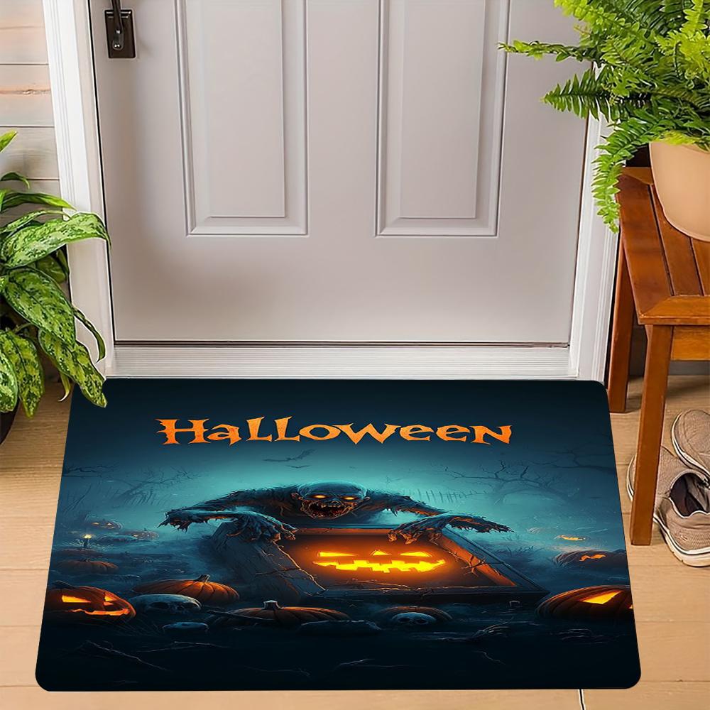 Halloween Carpet Mat Rug Horror Pumpkin Scarecrow Bat Castle Cemetery Home Decoration Indoor Door Mat Festive Party Supplies