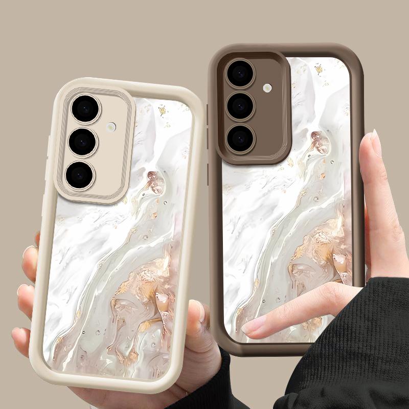 Luxury Marble Pattern Soft TPU Case For Samsung S24 FE S23 Ultra S22 S21 Plus A55 A54 A35 A34 A15 A14 Silicone Shockproof Lens Protection Phone Cover