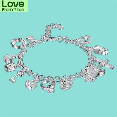 Brățări Argint Pentru Femei Bijuterii Argint Sterling 925 Brățară De Mână Multi Charms Cadou Petrecere Nuntă