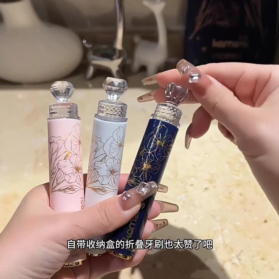 Soft-bristled Folding Lipstick Portable Toothbrush Gum Care Couple Adult Cleaning Gift Box Set