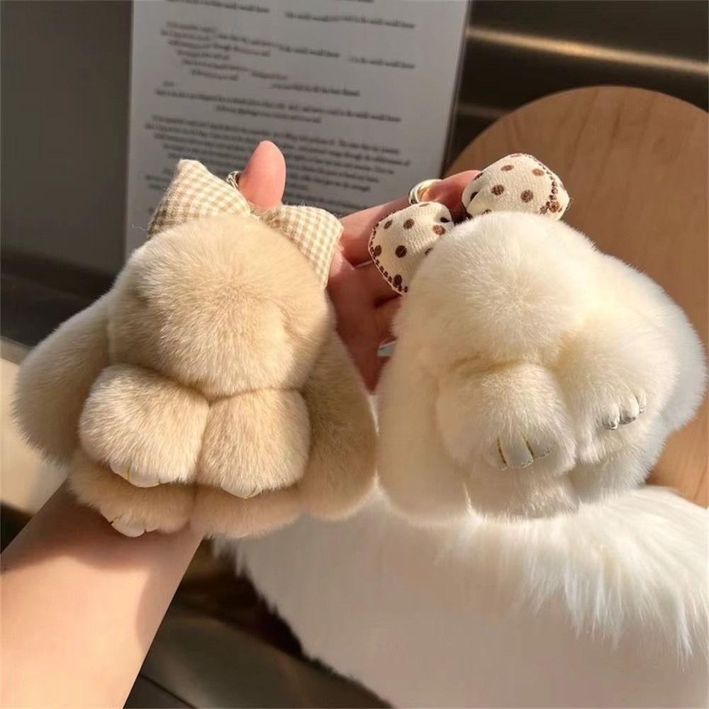 Hair Bow Plush Rabbit Keychain Rabbit Fur Bag Hanging Pendant Accessory Rabbit Plush Keychain Car