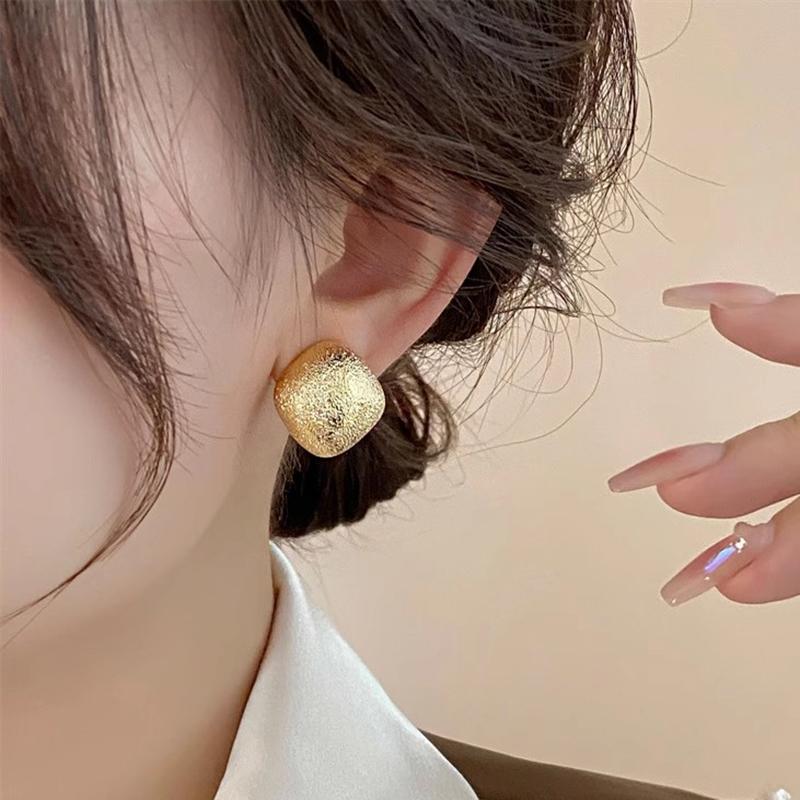 Fashion Geometric Square Stud Earrings Women Lady Vintage Matte Design Fine Jewelry Girls Birthday Party Earrings Gift