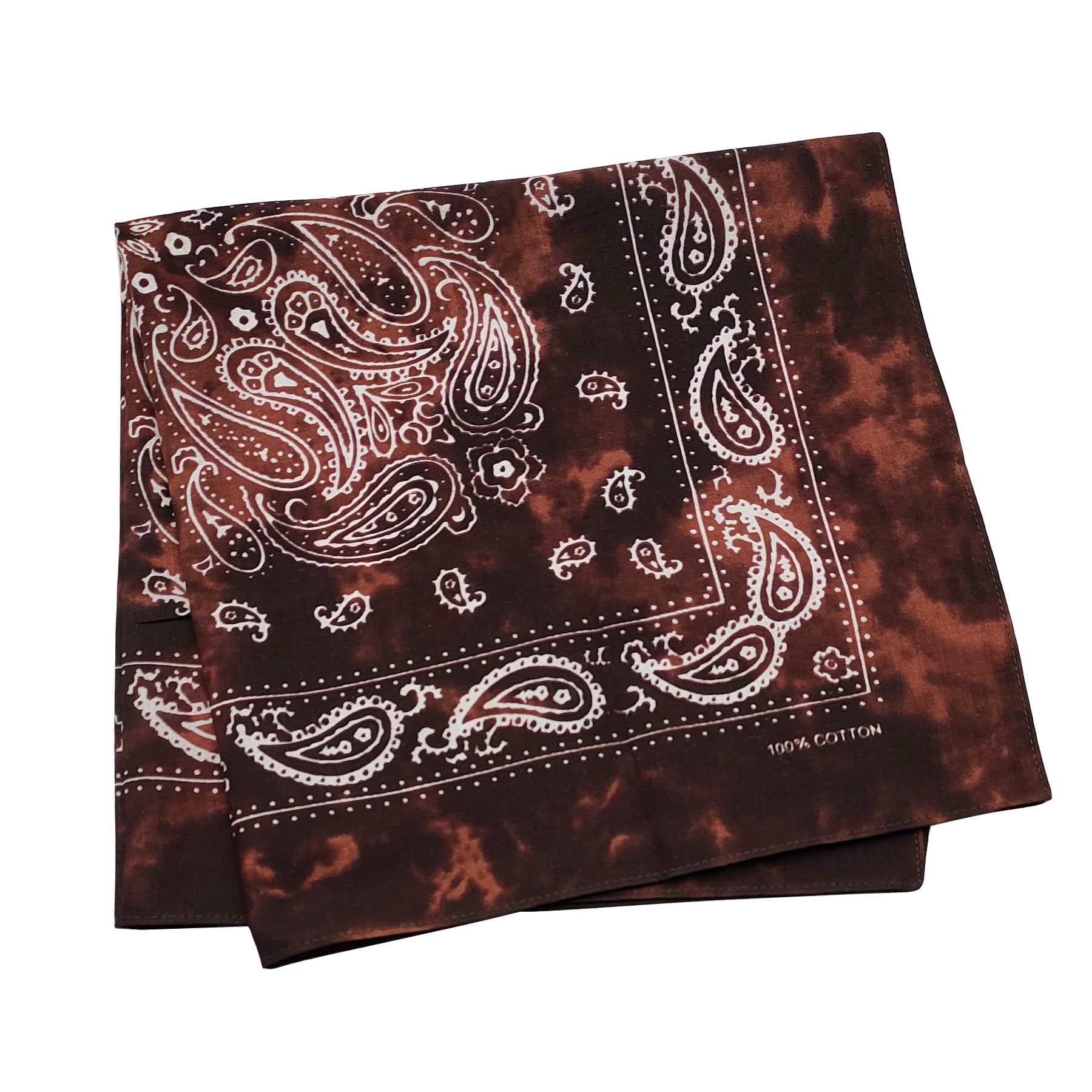 Trifong bandana brown paisley tie-dye handkerchief adult 100% cotton 55cm x 55cm