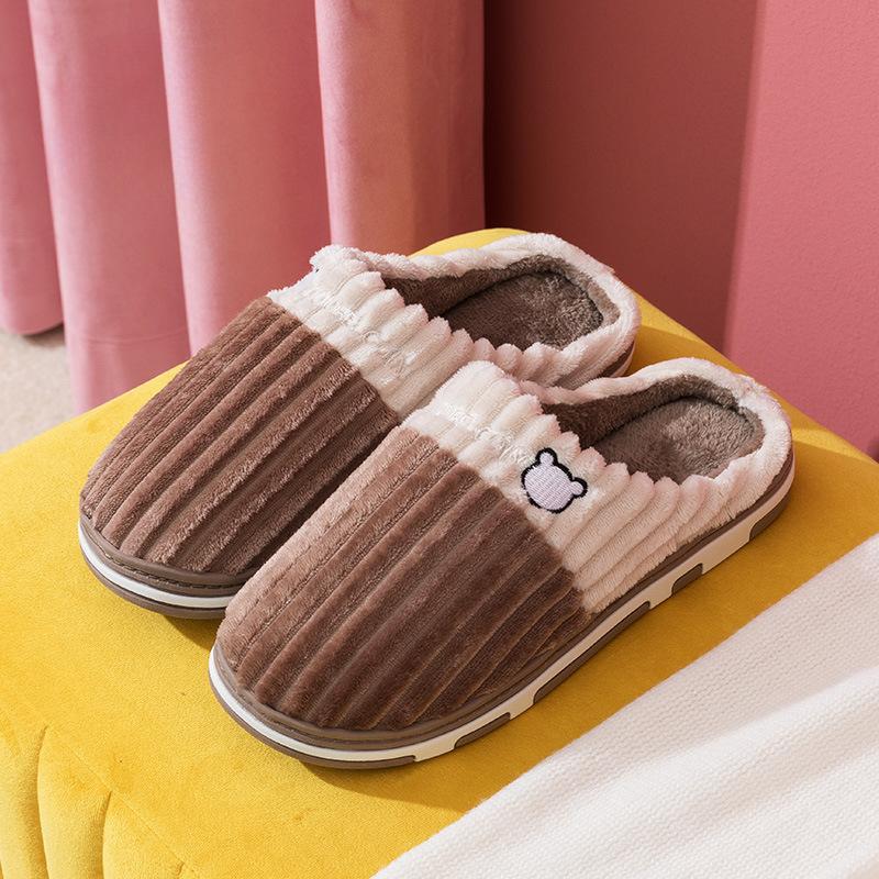 Cotton slippers home warmth non-slip plush home cotton slippers