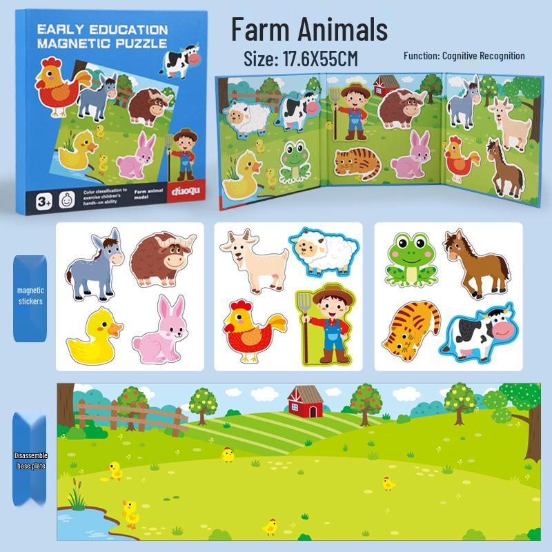 Children's Educational Wooden Cognitive Puzzle Toy - Six-in-One Tin Box