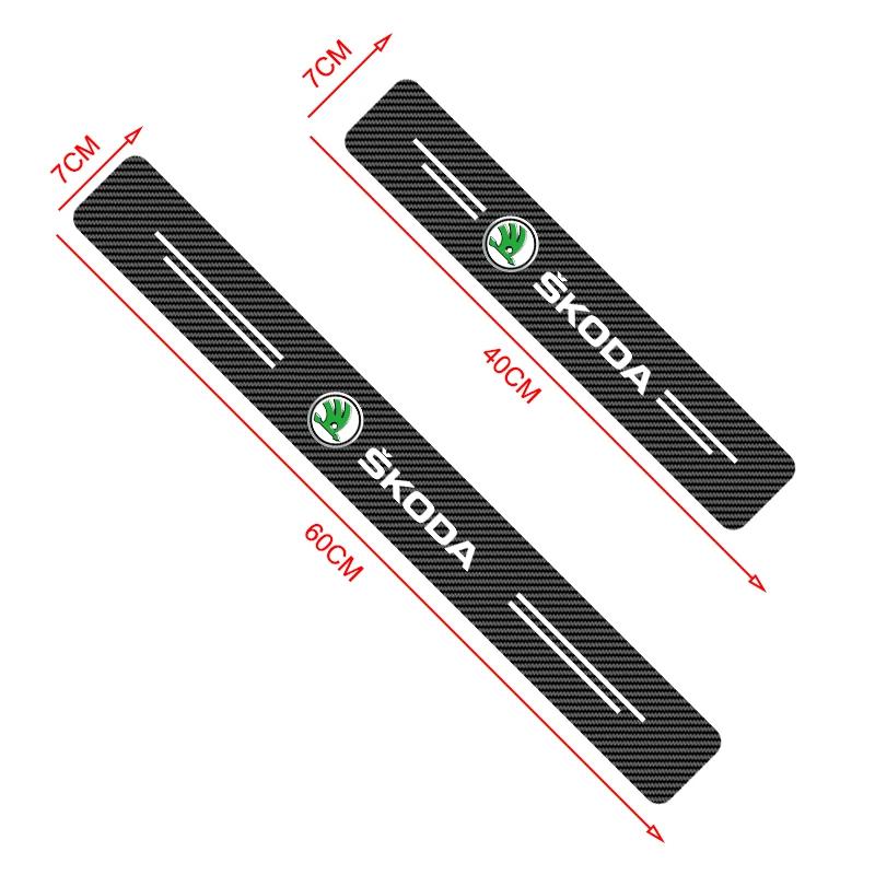 VMAD6 4PCS Carbon Fiber Car Sticker Auto Door Threshold Waterproof Stickers For Skoda Octavia MK2 MK3 2 3 A7 Fabia Karoq Kodiaq Rapid