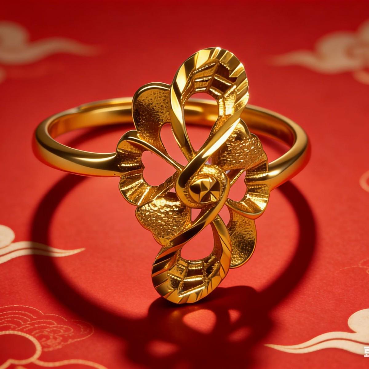 Vietnamese Sand Gold Flower Open Ring - Women s Jewelry Adjustable золотой