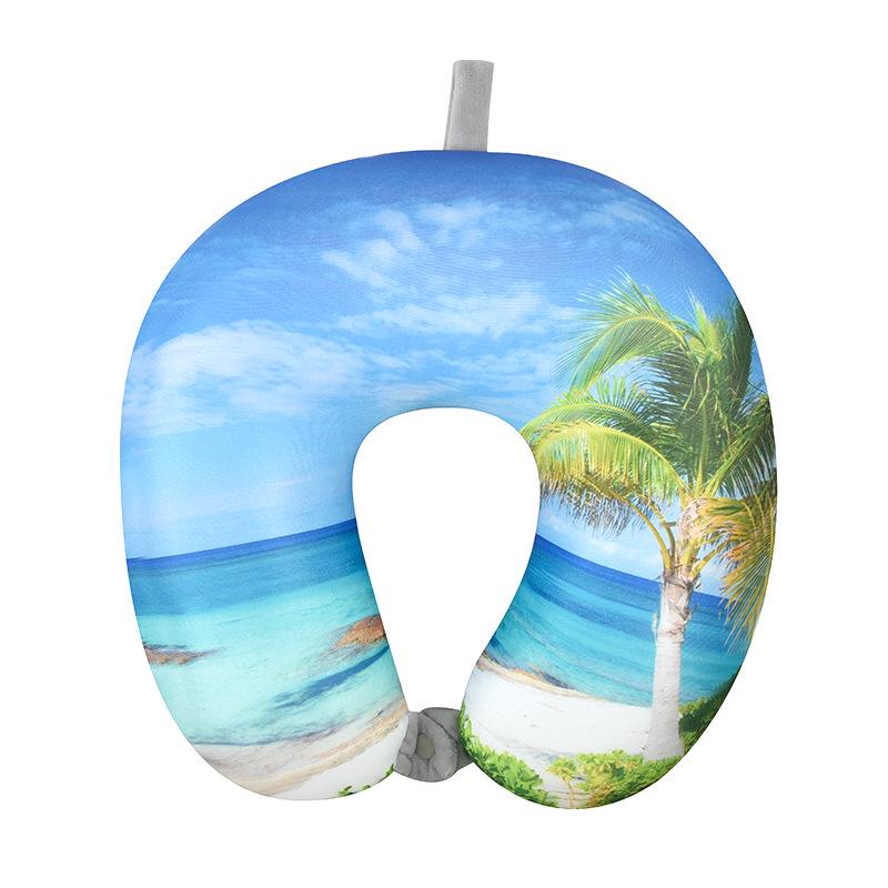 Custom Logo Solid Color U-Shaped Travel Neck Pillow with Foam Particle Support