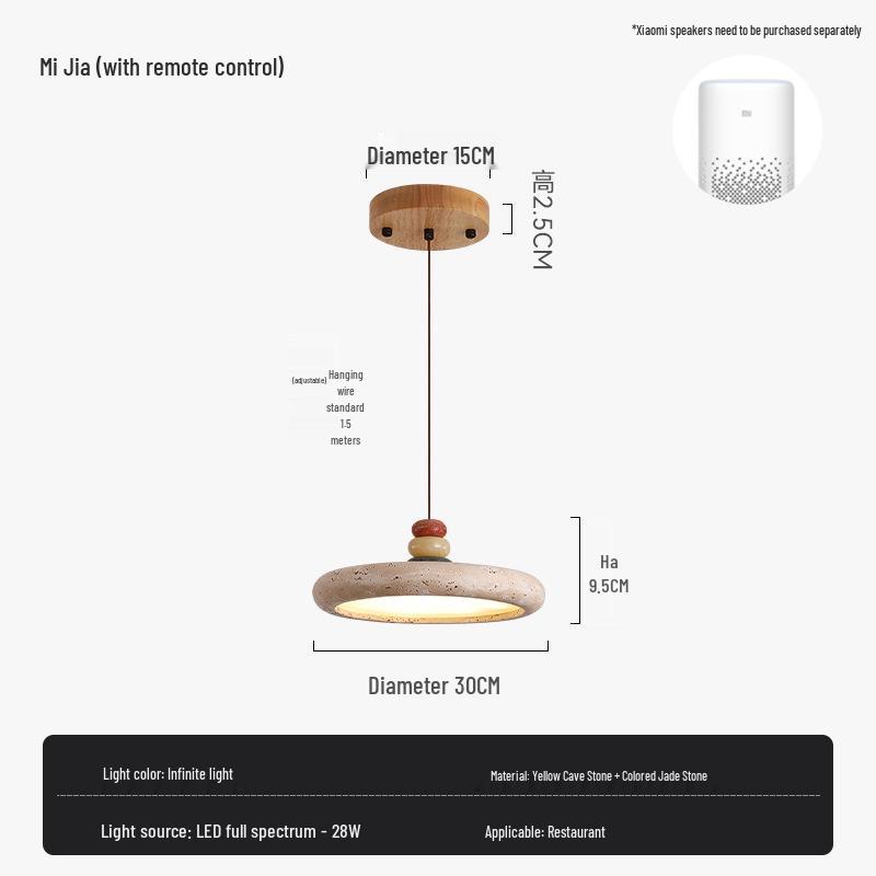 Wabi-Sabi Retro Yellow Travertine Chandelier, 2024 New Design for Dining Room or Bar Counter