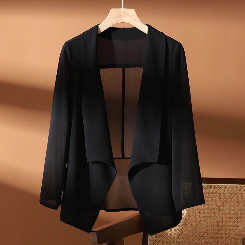 2024 Summer Temperament Commuting Simple High-end Lapel Loose Versatile Fashion Ultra-thin Solid Color Long Sleeved Suit Jacket