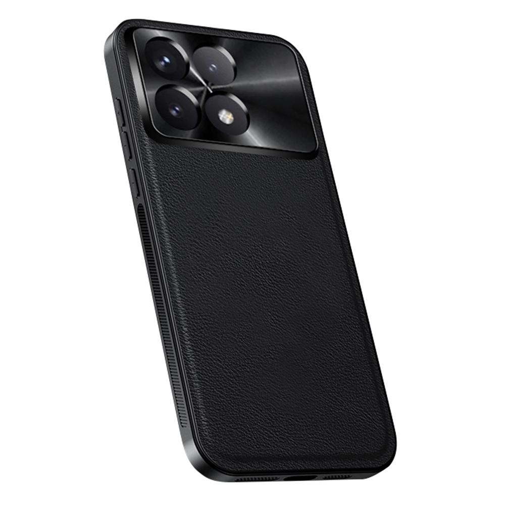 

For Xiaomi Redmi K70E 5G/Poco X6 Pro 5G Case PU+TPU+PC Phone Back Cover with Metal Lens Frame Black