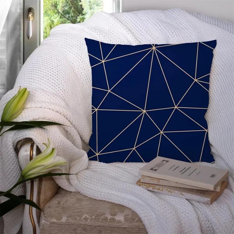 Glitter Marble Agate Cushion Cover Blue Geometry Flower Polyester Throw Pillow Case Car Sofa Decorative Pillowcases Home Decor