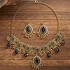 Ethnic Vintage Crystal Stone Jewelry Sets Hollow Water Drop Pendant Necklace Earrings for Women Gift