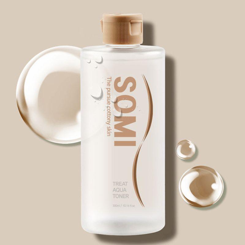 Somi Treat Aqua Toner 300ml Large Capacity Hyaluronic Acid Exfoliating Toner