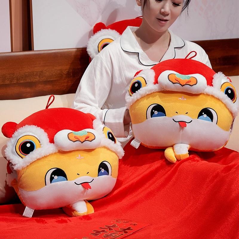 Chinese Year New Snake Hand Warmer Pillow Blanket Plush Toy Winter Stuffed Doll