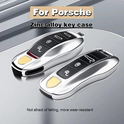 Glänzendes Chrom-Schlüsselgehäuse Auto-Schlüsseltasche Metallmaterial Für Porsche Cayenne Panamera Macan Cayman 718 911 Taycan