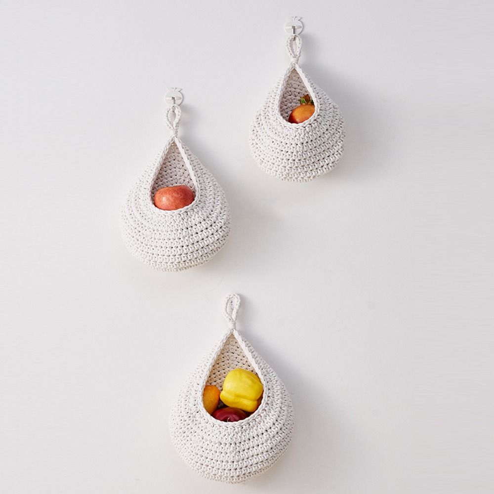 Cotton Rope Kitchen Storage Organizer Breathable Boho Onion Container Hanging Net Pocket  Potato