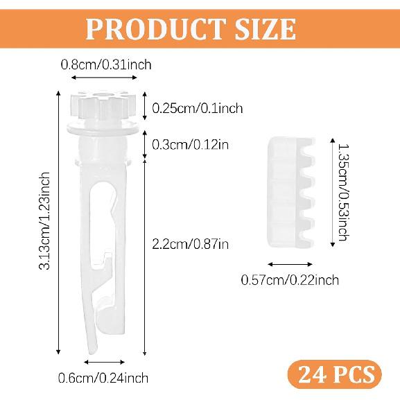 12 Sets Vertical Blinds Replacement Stem and Gear, White Vertical Blinds Repair Kit for Window Carrier Headrail Carrier Stem Blind Curtain