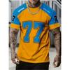 3D - Herren 3D-bedrucktes kurzärmeliges T-Shirt, auffälliges '77' Nummern-Design - Sportoberteil, Rundhals-Freizeitshirt, Sport- und Alltagsbekleidung