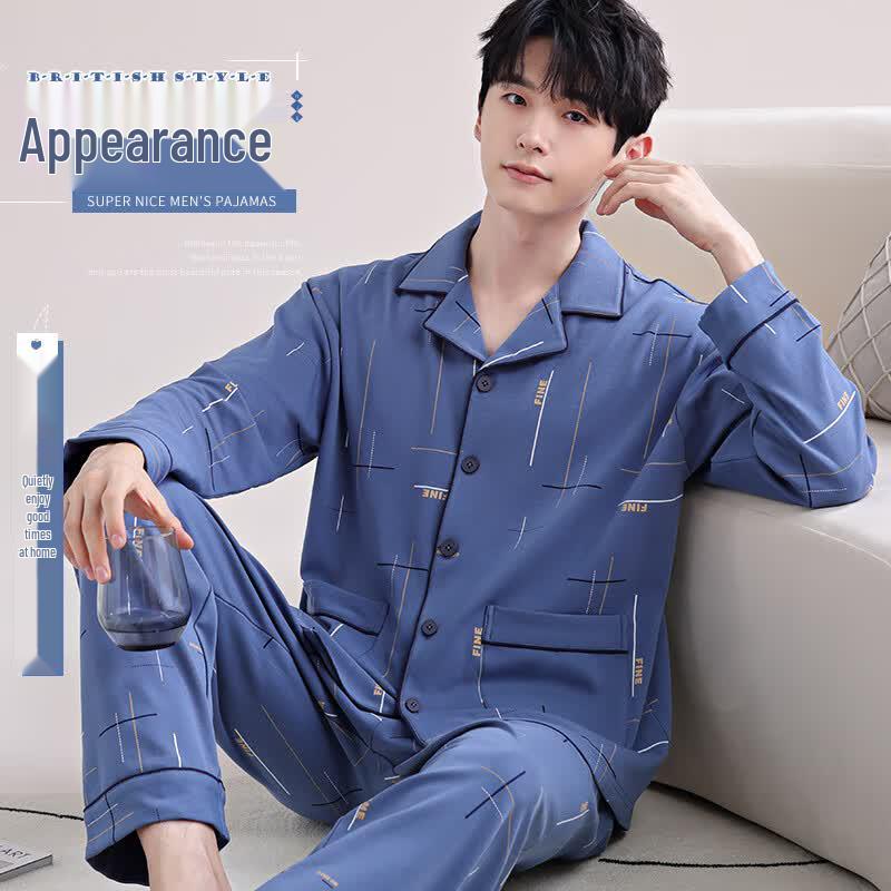 Nanjiren Men's 10A Antibacterial Pure Cotton Cardigan Pajamas