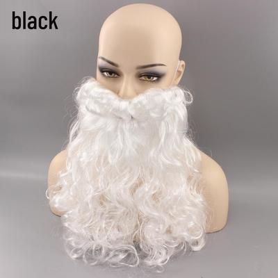 Perruque Blanche Longue Bouclée Barbe du Père Noël avec Bande Élastique