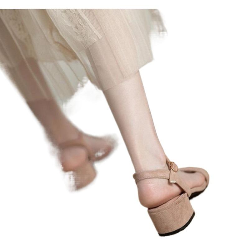 One-word sandals women's summer 2025 new women's shoes thick heel outer wear sandals comfortable and versatile