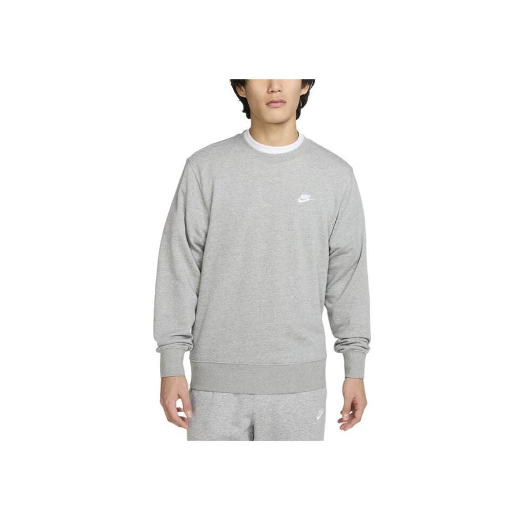 Nike Club Casual Simple Round Neck Pullover Sweatshirt Men Sweatshirt Dark-Gray White FN3889-063