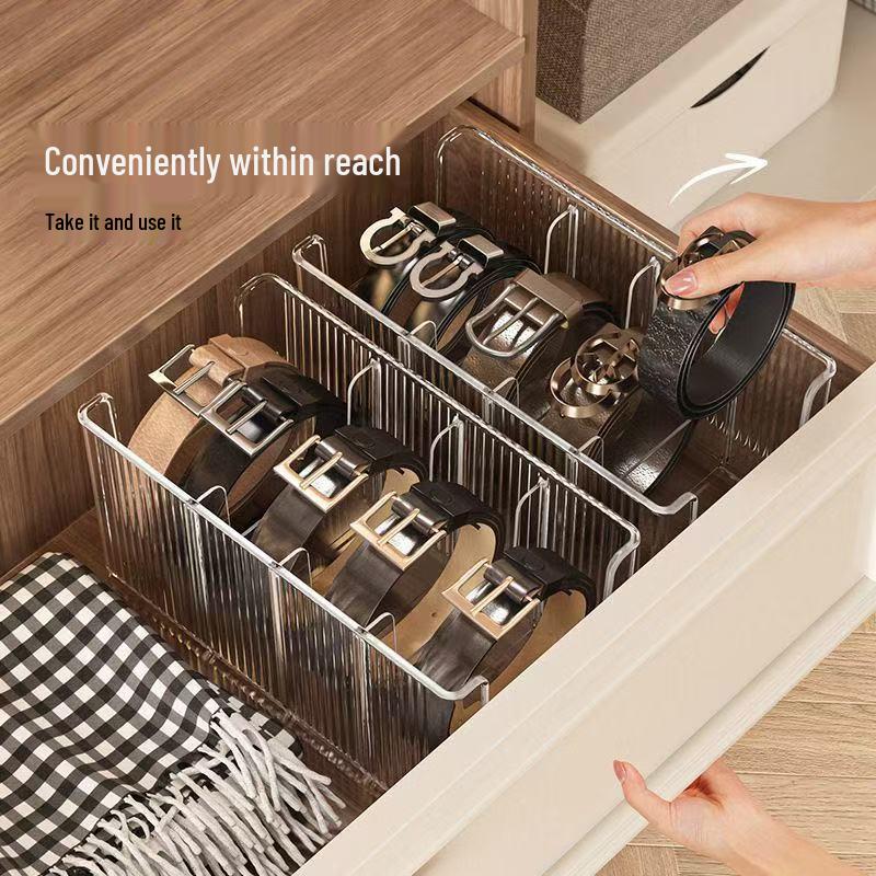 Acrylic Men's Belt Organizer: Transparent Tie and Waistband Storage Box