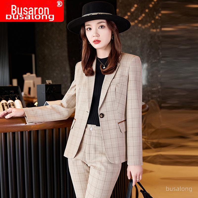 Damski garnitur profesjonalny z długim rękawem i formalnymi spodniami na jesień i zimę