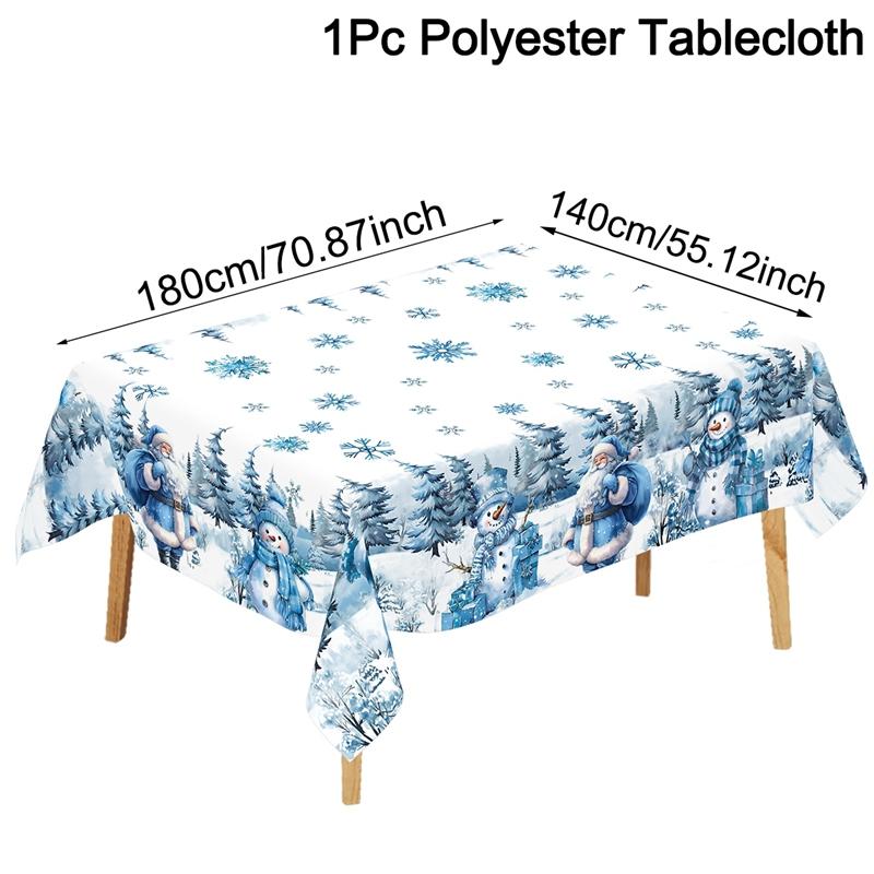 Blauer Weihnachtsmann Schneemann Weihnachtstischdecke Winterwunderland Tischdecke Weihnachtsdekorationen für Zuhause 2026 Navidad Geschenke