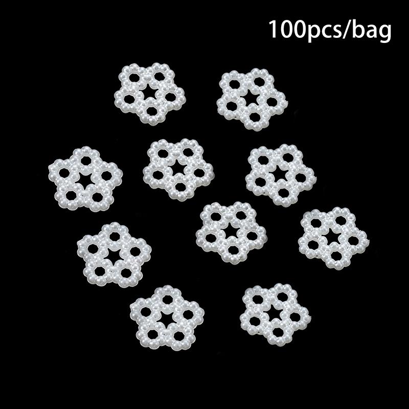 100 st/parti Imitationspärlor Blomma Hjärta Stjärna Måne Mellanläggspärlor För Smyckestillverkning Armband Berlocker Örhänge