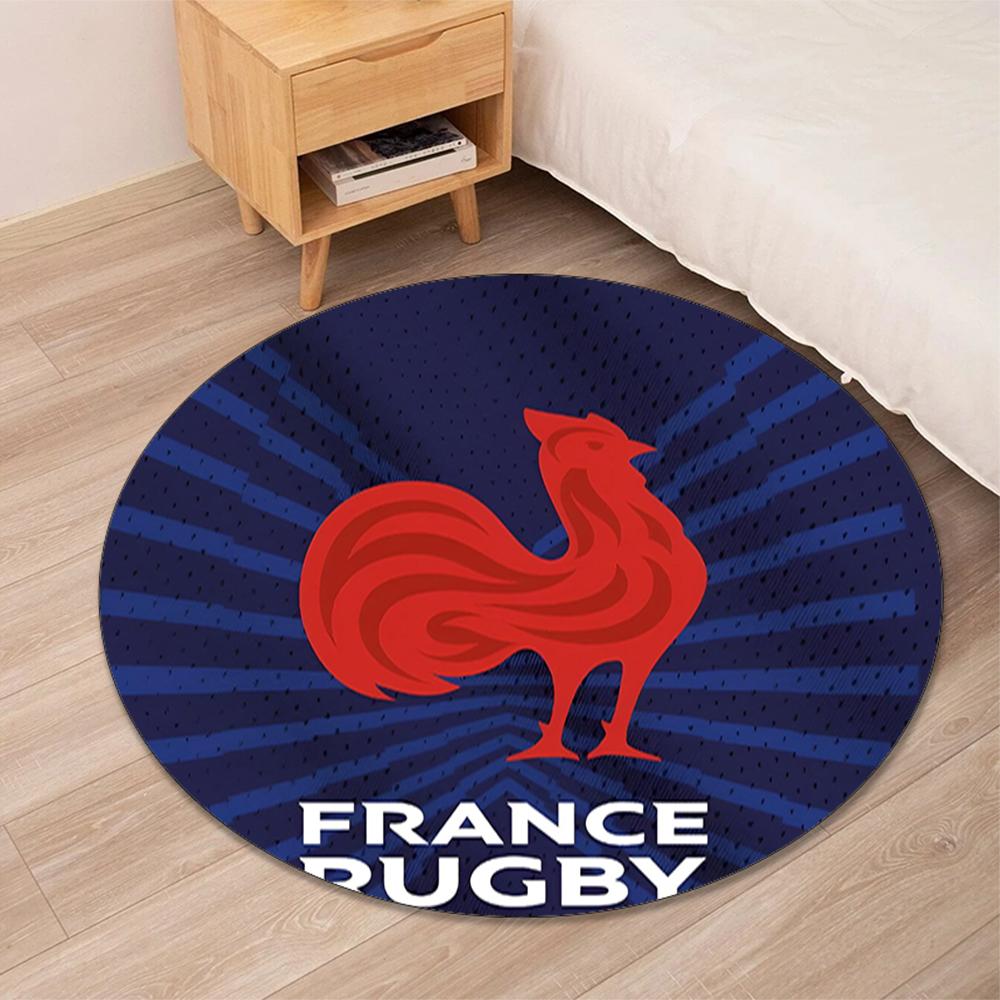 France Rugby Printed Round Rug Carpet Chair Rug Area Rug Entryway Doormats,for Office Chair Living Room Bedroom Kitchen Room.
