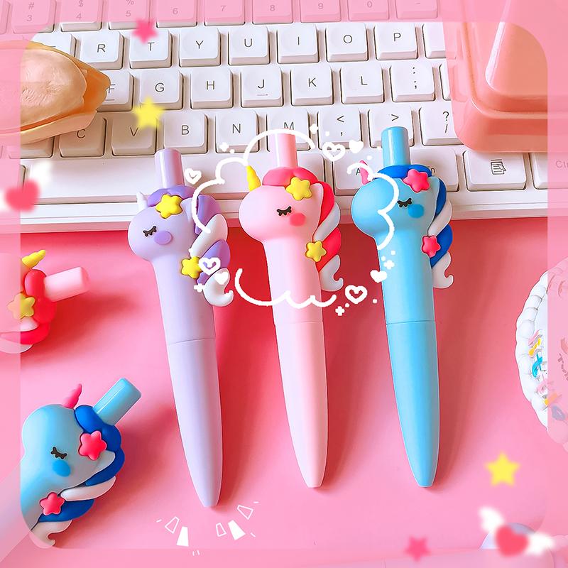 Kawaii stationery Aesthetic stationery items Office accessories cute Unicorns ballpoint pens Portable Mini gel pen Pocket pen