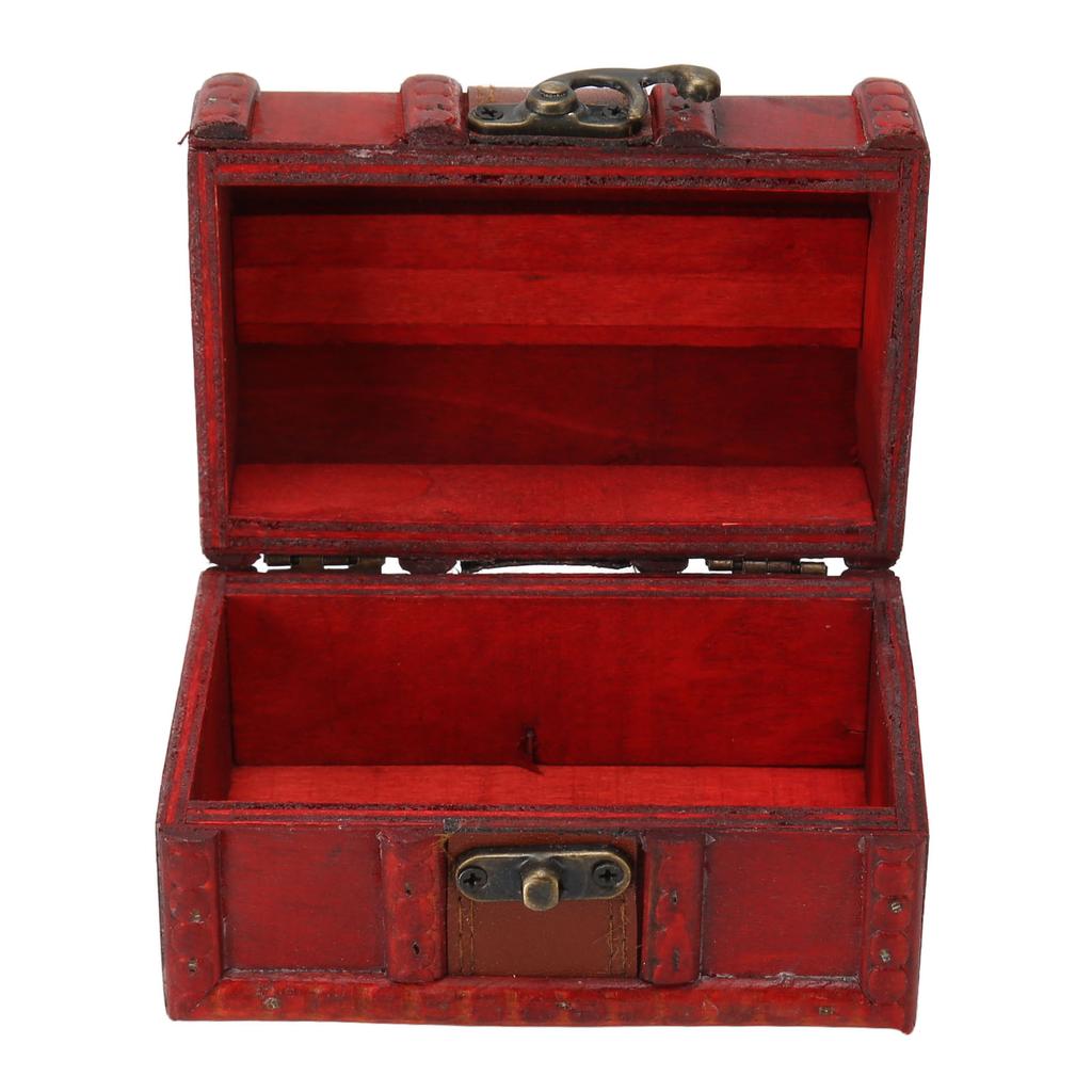 Vintage Wooden Storage Box Flip Open Type Jewelry Hold Case Desktop Decor for Earring Coins Small