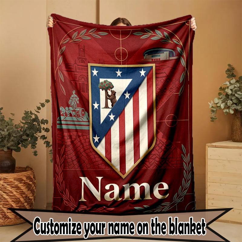 Individualizuotas su vardu Atletico Madrid spaudinio pledas, namų dekoras, miegamasis, sofa, stovyklavimas, svetainės sofa, dovanos gimtadieniui, Kalėdoms