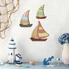 3 Pcs Wooden Sailboat Wall Art Coastal Nautical Sailboat Wall Sculpture Vintage Lake House Wall Hanging Decor for Living Room Bedroom Nursery