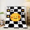 Smiley Face Checkered Blanket Bedroom Blanket for Livingroom Couch Lunch Break Soft Throw for Friend's Festival Gift