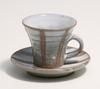 Marui Seito Shigaraki Ware Hechimon Coffee Cup and Saucer Set, Approx. 200ml, White with Shirahagi Tatesen Pattern, MR-3-3283