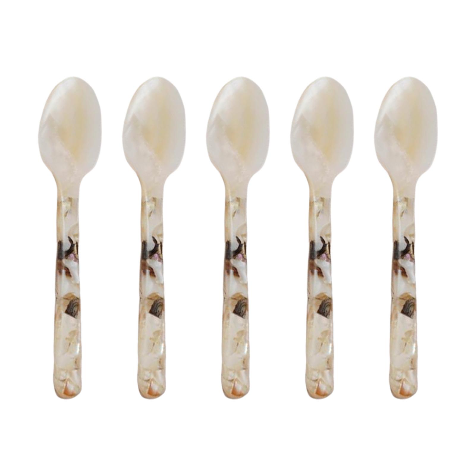 

16cm Natural Shell Spoon and Fork Handicrafts Kitchen Tool Caviar Spoons Teaspoon with Shell Crumble Handle Dessert