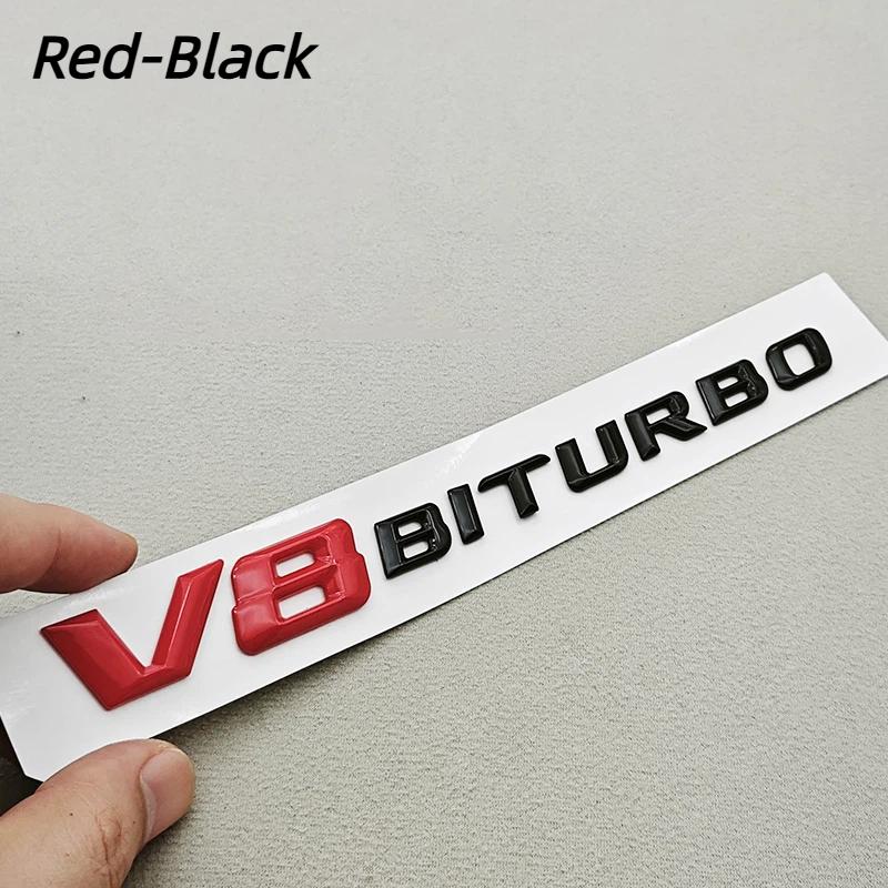 1Pcs 3D ABS Chrome Logo V8 BITURBO Emblem Car Fender Side Badge Decal For C63S C63 E63 G63 G500 Sticker Accessories