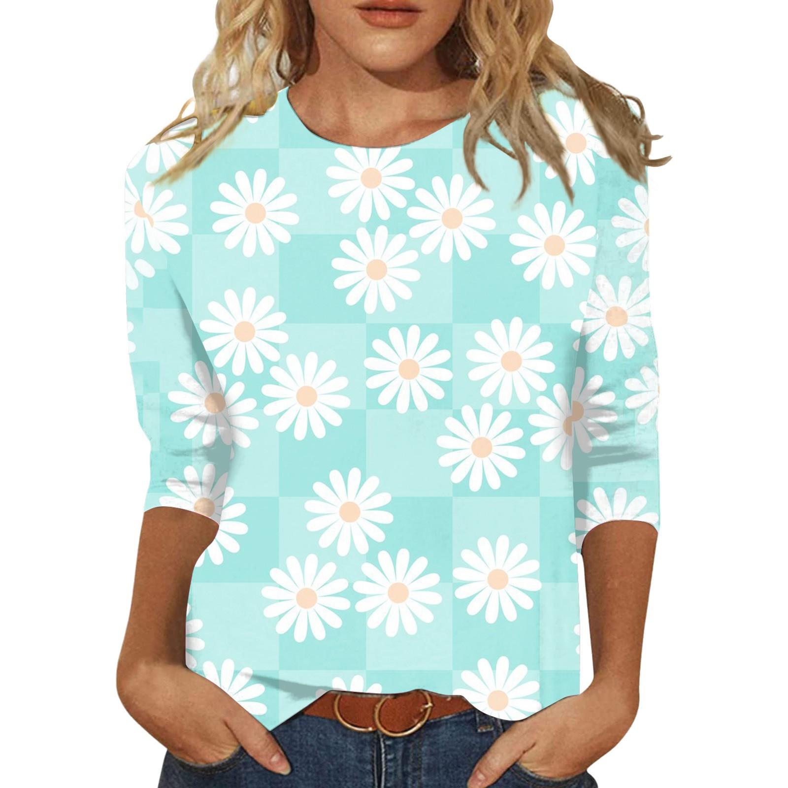 

Цветочный принт Женская футболка Модные цветочные графические футболки Блузки Повседневные базовые топы Свободный свитер Ropa Para Mujer XXL