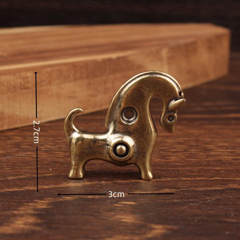 Bronze Horse Desktop Decoration Living Room Tea Table Sculpture Metal Craft Home Decorations Chinese Zodiac Horse Statue