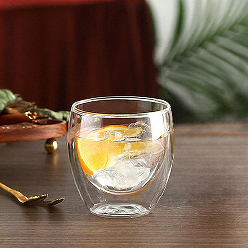 80ml/225ml/320ml Doppelwandiges Glas Tasse Kaffeetasse Hitzebeständig Teetasse Latte Mocha Kaffeetassen Wasserflasche Trinkgläser