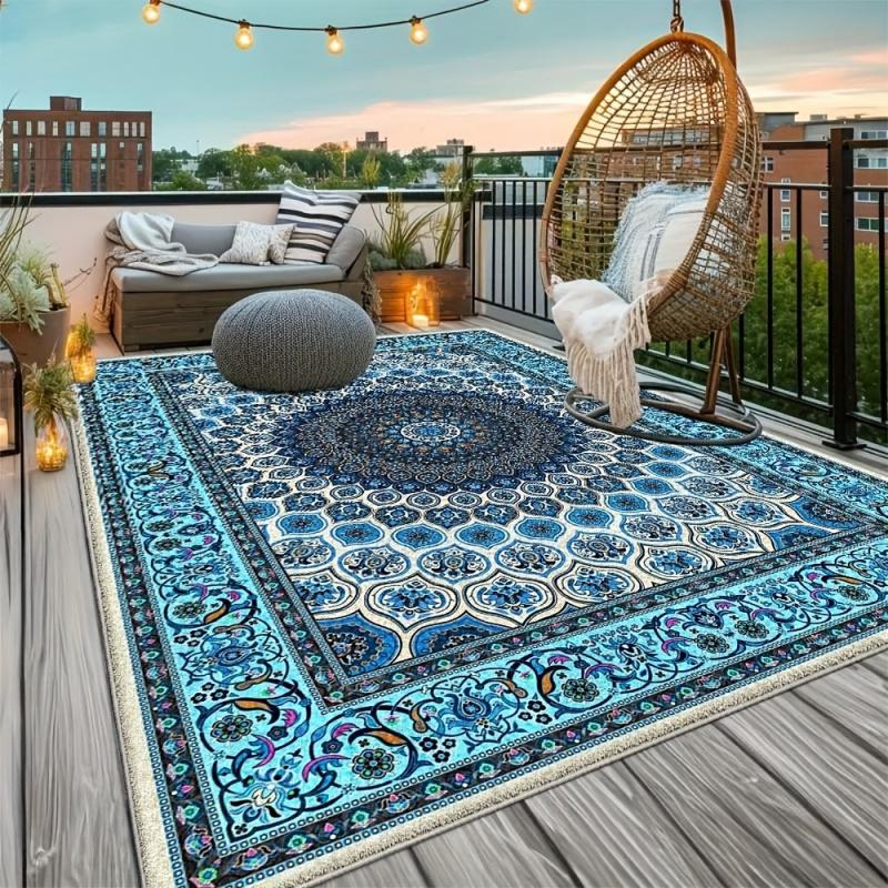 

Nordic Geometric Outdoor Rug Machine Washable Living Room Sofa Mat Terrace Camping Picnon Carpet Home Decor Area Rug Mat 60cm x 120cm