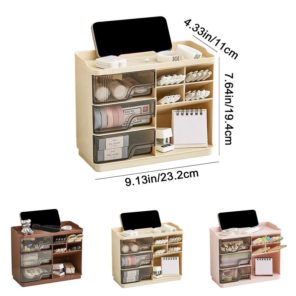 Plastic Desktop Storage Box Drawer Type Large Capacity Stationery Storage Box Dustproof Multi-Layer Makeup Organizer for Home