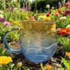 Tea Cup Hand-blown Sea Glass Mug Waved Texture Gradient Color Sunset Mug Drinking Cup Beach Themed Ocean Theme Mug Home