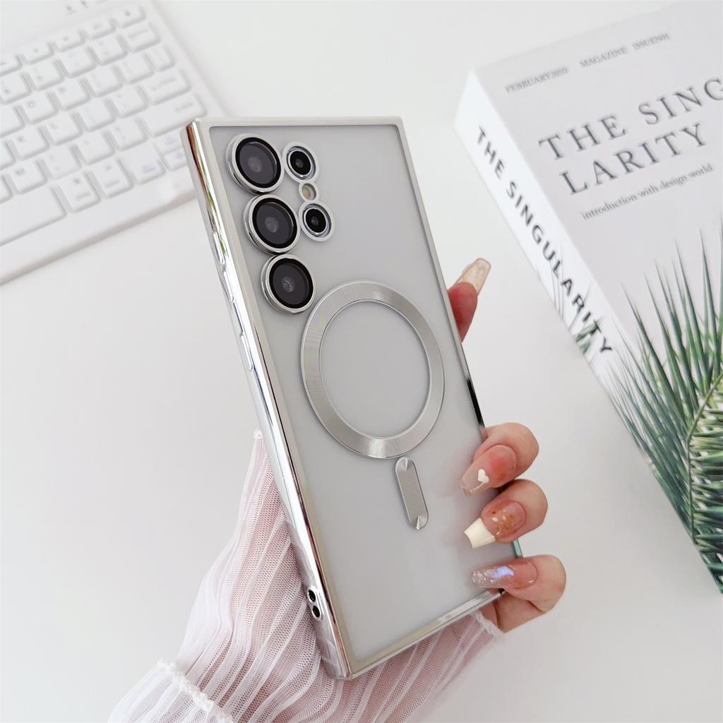 Luxury Plating for Magsafe Magnetic Wireless Charging Case for Samsung Galaxy S25 S24 S23 S22 S21 FE Plus Note 10 20 Ultra Cover